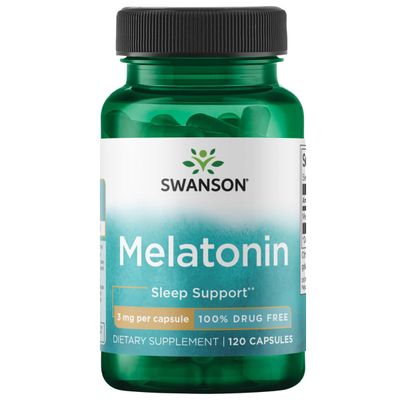 Swanson Melatonin - Herbal Supplement - Sleep and Relaxation - (120 Capsules, 3mg Each)