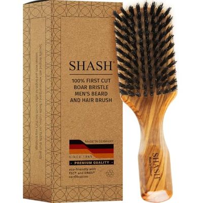 Since 1869 Hand Made in Germany - Robust Craftsman 100 Boar Bristle Hair Brush for Men, Suitable For Thin To Normal Hair, Firm, Naturally Conditions Hair, Improves Texture and Stimulates the Scalp
