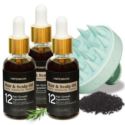 3 Pack Rosemary Black Seed Oil Scalp Massager for Damaged Hair Growth, Travel Size