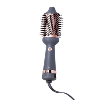 Hairitage Volumizing One Step Blow Dry Brush Hair Dryer for Curling Straightening - Ceramic Tourmaline Blowout Brush Volumizer - Hair Styler for Smooth Shiny, Frizz-Free Styles - Matte Grey