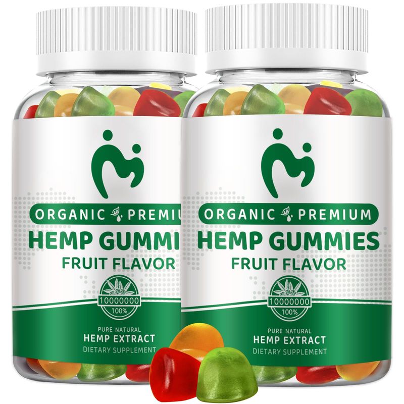 (2 Pack) Hemp Gummies for Pain Sleep Relax Anxiety 100 Natural Pure Extra Strength Organic Hemp Oil Extract Edible Vegan Low Sugar Hemp Gummy for Adults