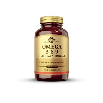 Solgar 1300 mg Omega 3-6-9-60 Softgels - Support for Joint Skin Health - Non-GMO, Gluten Free - 20 Servings