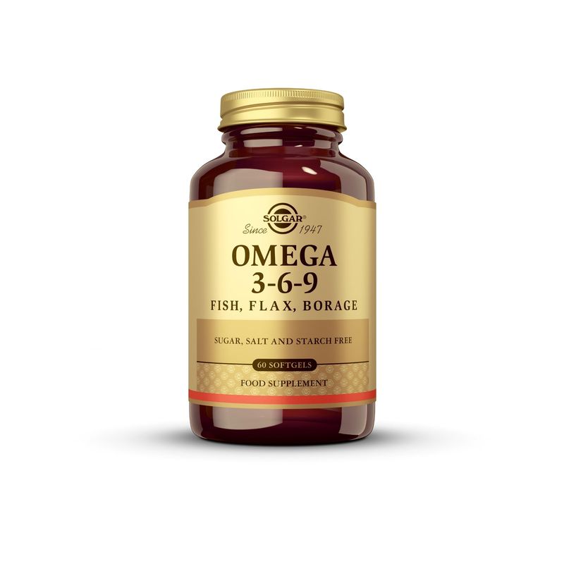 Solgar 1300 mg Omega 3-6-9-60 Softgels - Support for Joint Skin Health - Non-GMO, Gluten Free - 20 Servings