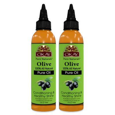 Okay 100 Pure Natural Olive Oil for Skin Hair - Cold Pressed Olive Oil for Skin Care, After Shower Face Body Moisturizer for Women, Men Baby, Use for Massage, Hair Growth - 4 Fl Oz (Pack of 2)