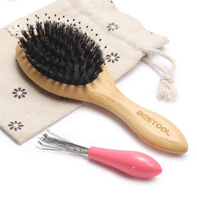 BESTOOL Hair Brush, Mini Hairbrush for Traveling Small Hair Brushes for Women men Kid, Boar Nylon Bristle Brush for WetDry Hair to Detangle and Enhance Shine Health(Small)