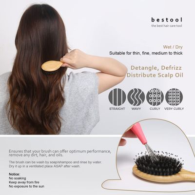 BESTOOL Hair Brush, Mini Hairbrush for Traveling Small Hair Brushes for Women men Kid, Boar Nylon Bristle Brush for WetDry Hair to Detangle and Enhance Shine Health(Small)