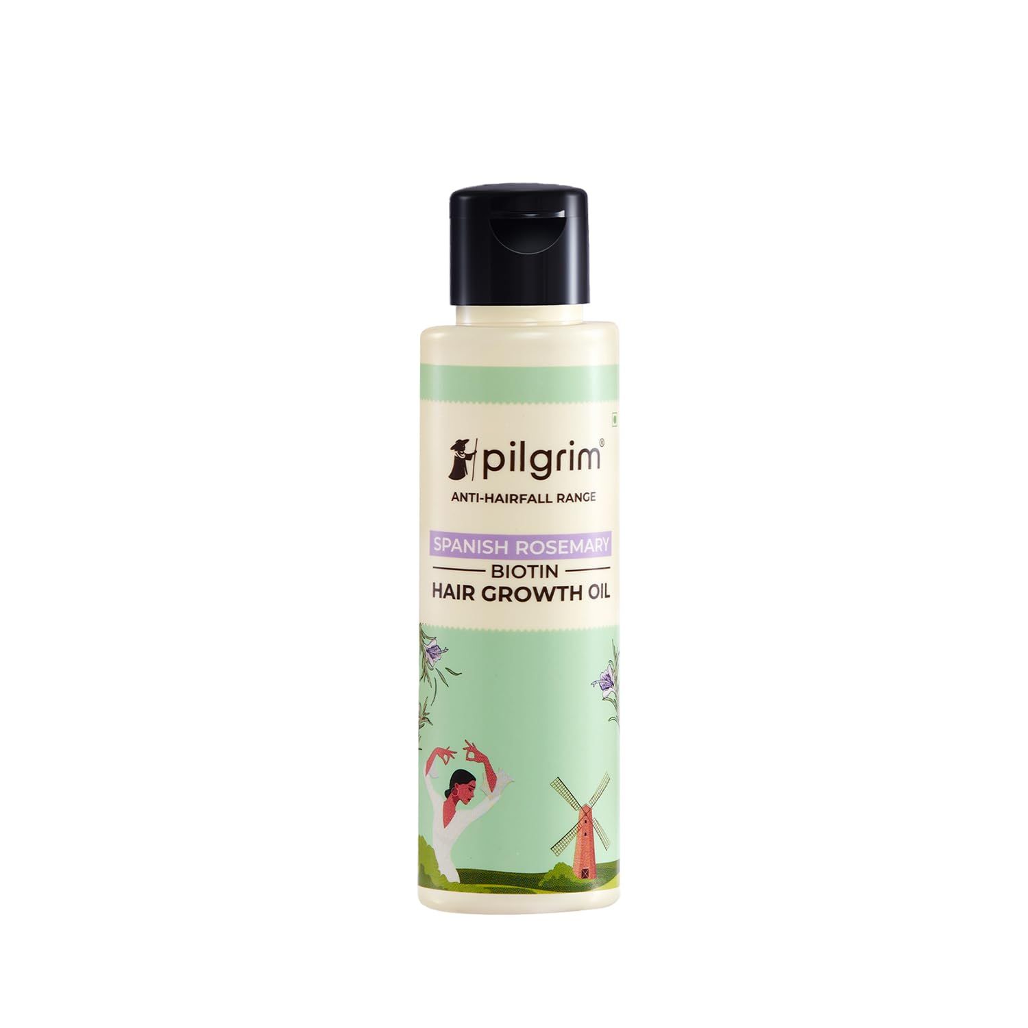 Pilgrim Spanish Rosemary Biotin Hair Growth Oil Improves Hair Growth Thickness Strengthens Hair Roots Reduces Hairfall Sulfate Paraben Free 3.38 Fl Oz (100ml)