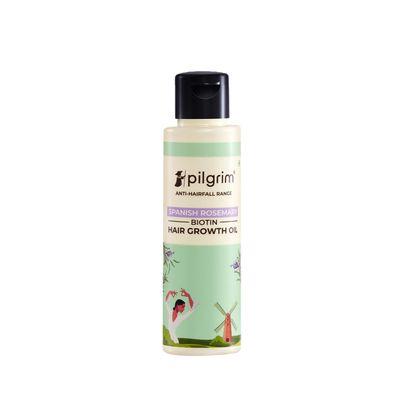 Pilgrim Spanish Rosemary Biotin Hair Growth Oil Improves Hair Growth Thickness Strengthens Hair Roots Reduces Hairfall Sulfate Paraben Free 3.38 Fl Oz (100ml)