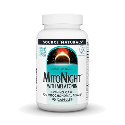 Source Naturals MitoNight with Melatonin, Evening Care for Mitochondrial Repair - 90 Capsules