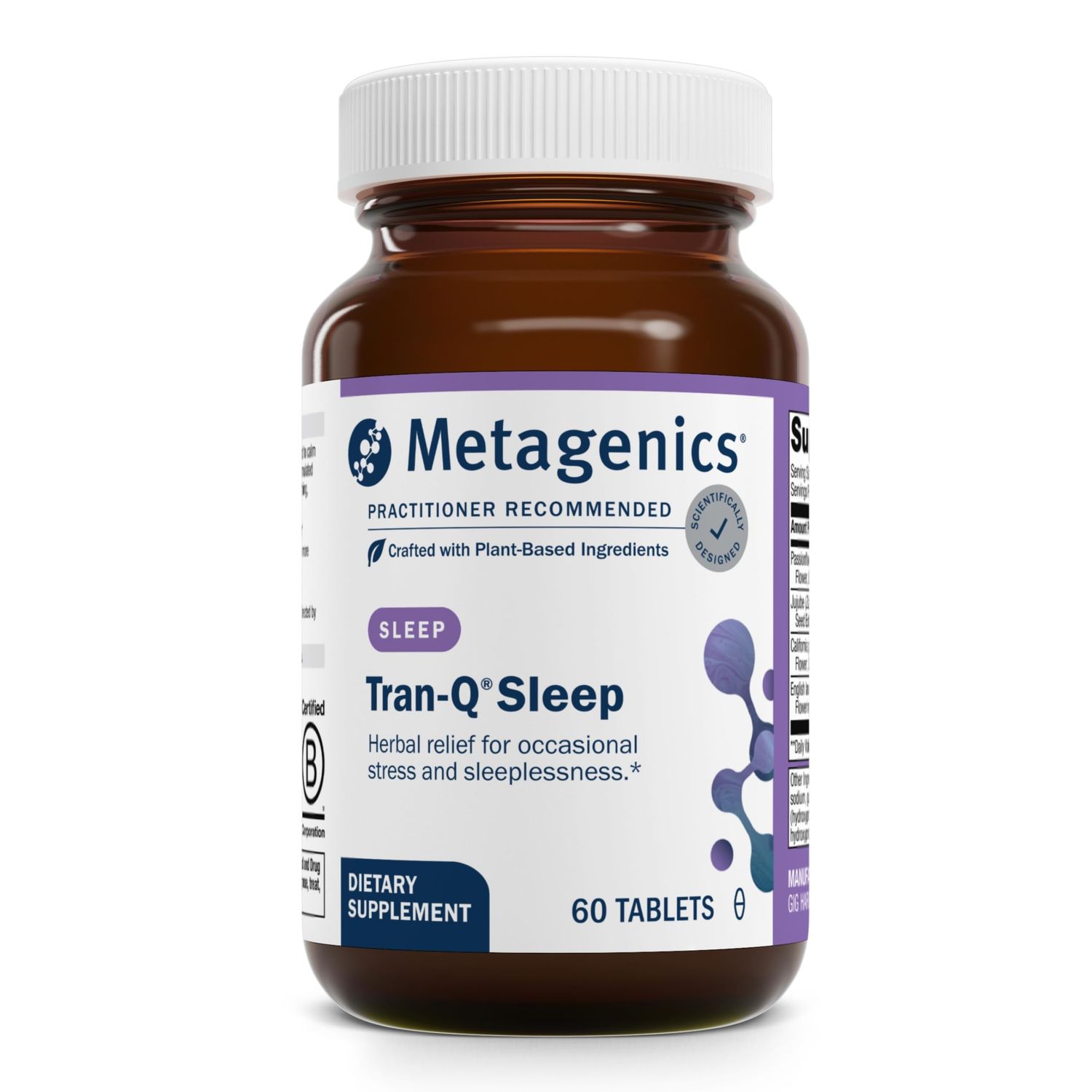 Metagenics Tran-Q Sleep - for Stress Management Sleep Support - with California Poppy, English Lavender Passion Flower Herb - Melatonin Free - 60 Tablets