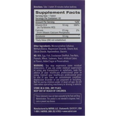 Natrol Advanced Sleep Melatonin Tablets, Maximum Strength 10 mg 60 ea