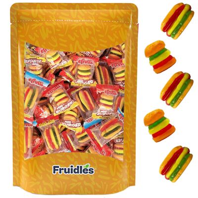 Fruidles Hot Dogs and Burgers Gummies Candy, Soft Chewy (Burgers Hot Dogs Combo, 30-Pack)