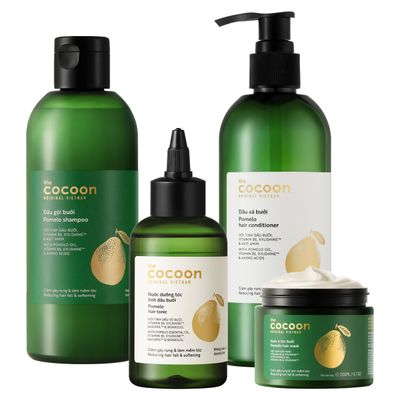 Cocoon Ultimate Hair Repair Set (SAVE 30): Pomelo Tonic 4.7 fl oz, Shampoo Conditioner 16.9 fl oz each, and Hair Mask 6.7 fl oz