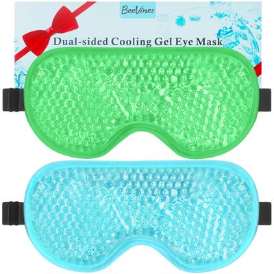 BeeVines Gel Eye Mask, 2 Pack Cooling Ice Masks for Puffy Eyes for Men Women, Cold Warm Compress for Post Surgery, Puffiness, Allergies, Sinuses Migraines Treatment