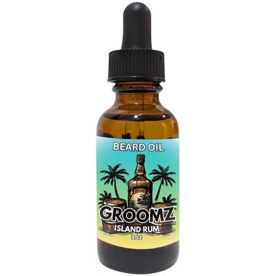 GROOMZ Beard Oil - 1 OZ, All Natural, Made in USA, Promote Beard Hair Growth, Healthy Hair Skin, Moisturize, Condition, Strengthen Hair, Reduce Dandruff. (Island Rum)