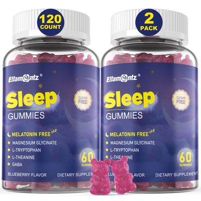 Melatonin Free Sleep Aid Gummies for Adults, Sugar Free Sleeping Gummy No Melatonin, Natural Calm Gummies with Magnesium Glycinate, L-Tryptophan, L-Theanine, GABA, Ashwagandha, Valerian, 120cts