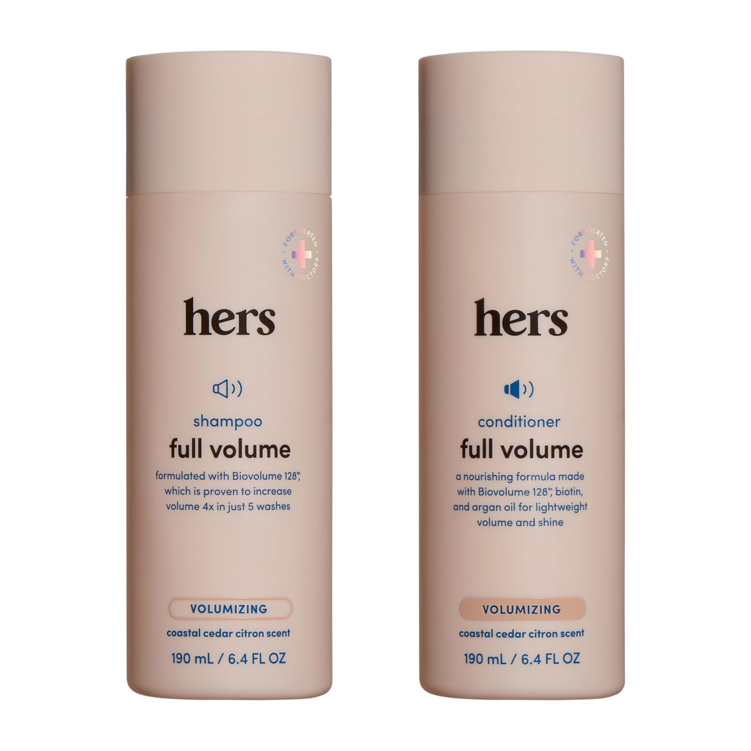 hers Full Volume Shampoo Conditioner Set - Volumizing Shampoo and Conditioner for Women with Biotin - Adds Lightweight Volume, Shine Bounce - Coastal Cedar Citron - 2 x 6.4 fl oz