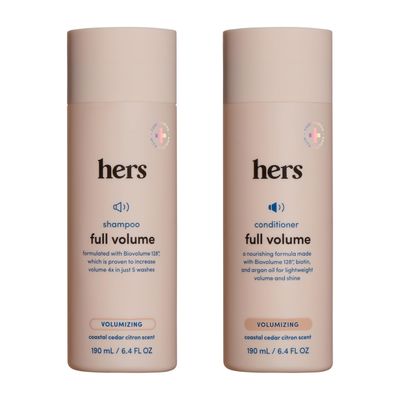 hers Full Volume Shampoo Conditioner Set - Volumizing Shampoo and Conditioner for Women with Biotin - Adds Lightweight Volume, Shine Bounce - Coastal Cedar Citron - 2 x 6.4 fl oz