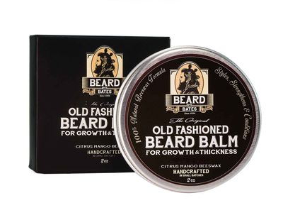 Beard and Bates The Original Old Fashioned Beard Balm for Growth Thickness 19th Century Beeswax Formula, Premium Oils, Boutique, Natural Grooming Conditioner