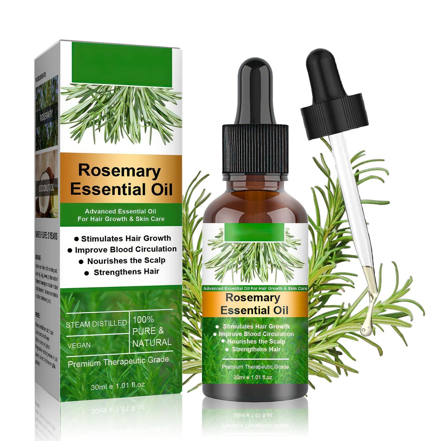 PMRXSETD Rosemary Hair Oils for Growth, Strengthening, Nourishing Improving Scalp Circulation, Rosemary Oil for Hair Growth, 1.01 Fl Oz, Unisex Adult