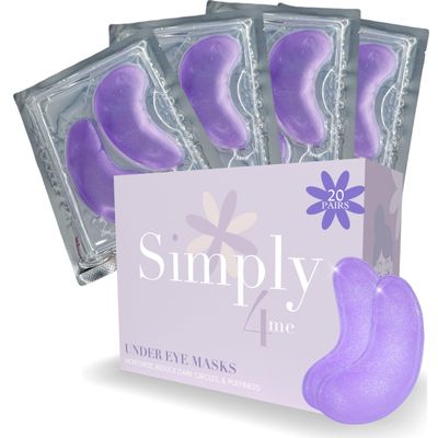 Simply4Me Under Eye Masks (20 Pairs) Collagen Hyaluronic Acid - Reduce Wrinkles, Dark Circles, Puffy Eyes, Bags, Anti Aging Patches Face Moisturizer Sensitive Skin Safe- Mothers Day