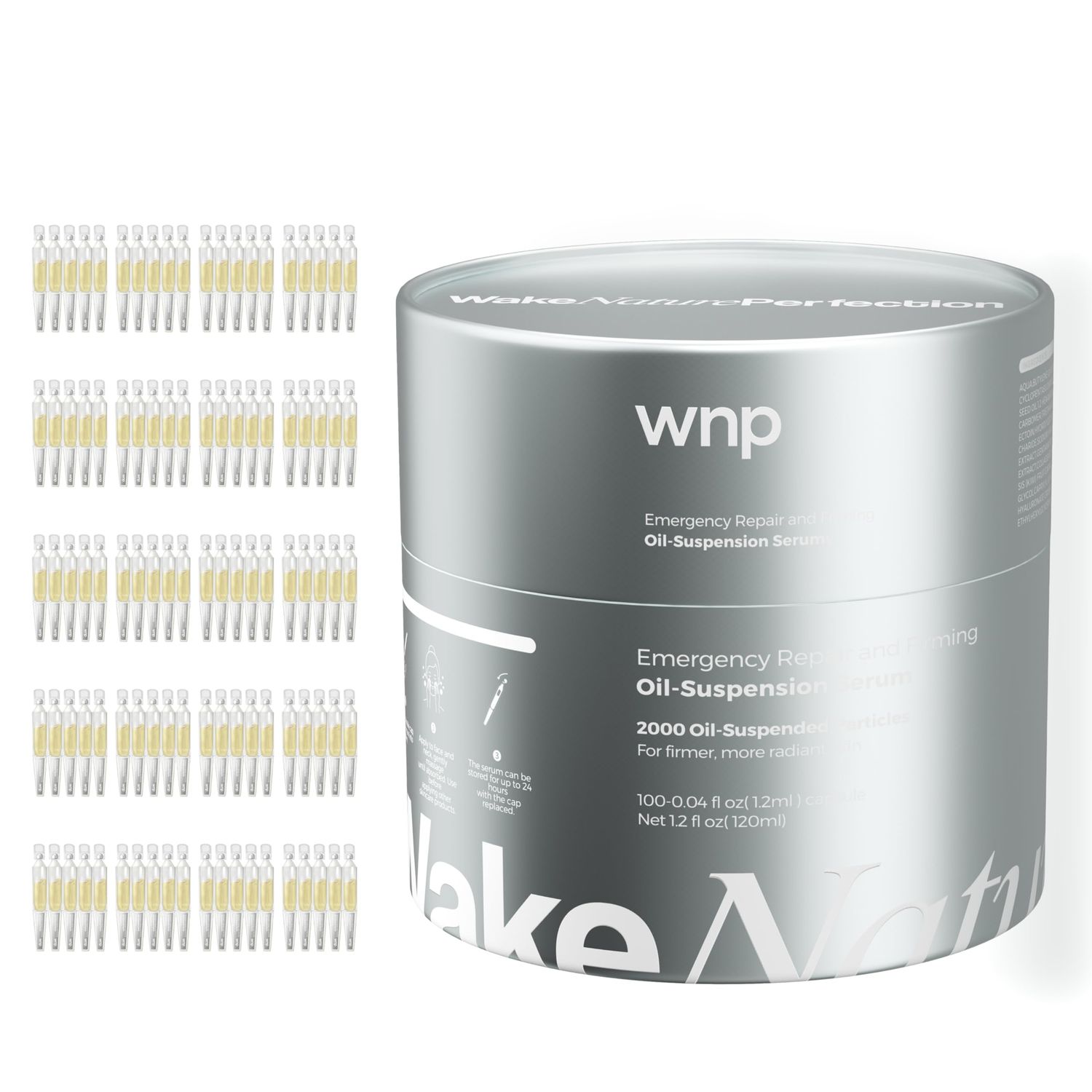 WNP collagen Serum Anti Aging,Oil-Suspension SerumBarrier repair Firming Emergency RepairWaterOilBalance 4D hyaluronic acidSingle-Use Vials Skincare for Sensitiveskin((1.2ml0.04 fl.oz.) (120ml)