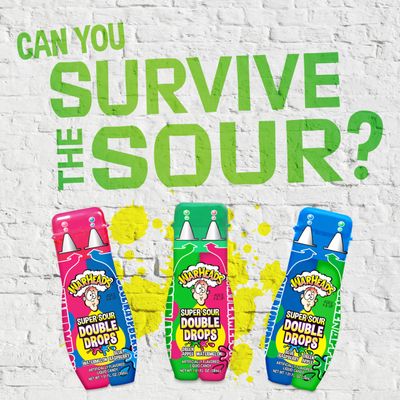 WARHEADS Super Sour Double Drops - Liquid Sour Candy - Blue Raspberry, Green Apple and Watermelon Assorted Flavors - 1.01 oz. Bottles - 3 Pack