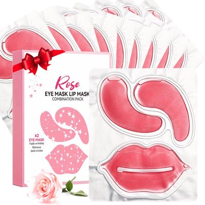10 Pair Under Eye Mask 10 Pair Lip Mask Skincare Set, Rose Pink Lip Patches Under Eye Patches for Puffy Eyes, Dark Circles, Dry Lips Lines, Deep Hydrating Moisturizing, Gifts for Mom Women
