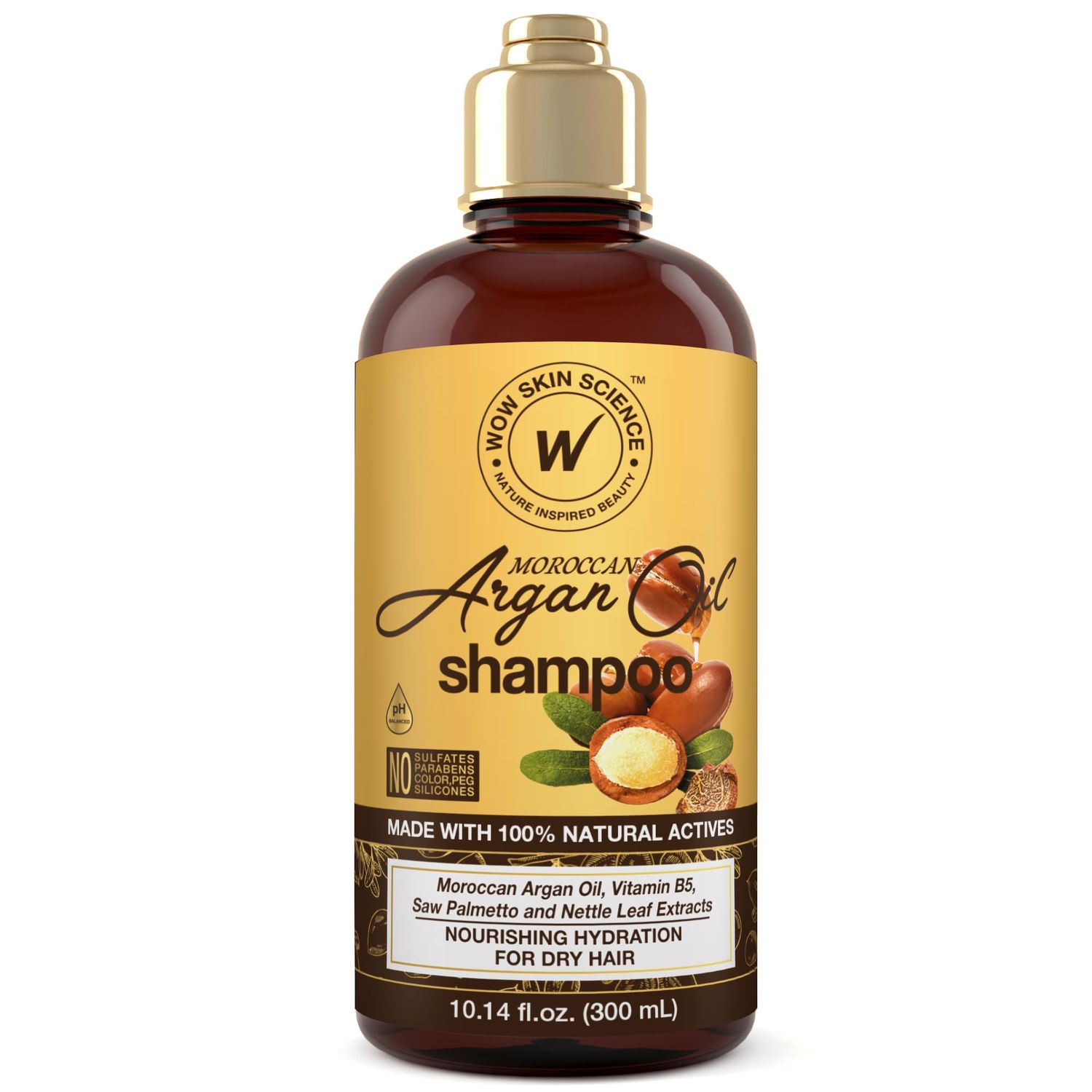 WOW Skin Science Moroccan Argan Oil Shampoo - Sulfate Free Moisturizing Shampoo for Dry, Damaged Hair - For Women Men