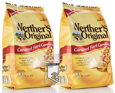 Werthers Original Hard Candy Caramels Pack of 2 - Bulk Bags of Hard Candy Individually Wrapped (30oz Each) - Bundle with Ballard Products Pocket Bag