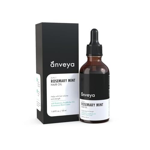 Anveya Rosemary Mint Hair Oil Hair Oils for Hair Growth Dandruff Control Rosemary Oil for Hair Growth Hair Care Smoothens Dry Scalp, Reduces Hair Fall Split Ends for Men Women 50ml