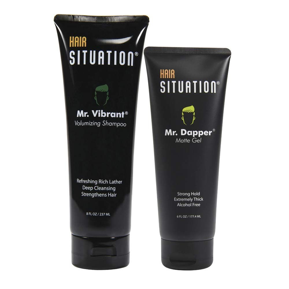 Hair Situation Mr. Dapper Matte Look - Extra Strong Firm Hold Hair, Anti-Humidity Shield. Mr. Vibrant Volumizing Shampoo for Thinning and Receding Hair Line, Fight Hair Loss For Fuller-Looking Hair