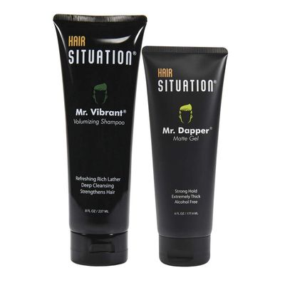 Hair Situation Mr. Dapper Matte Look - Extra Strong Firm Hold Hair, Anti-Humidity Shield. Mr. Vibrant Volumizing Shampoo for Thinning and Receding Hair Line, Fight Hair Loss For Fuller-Looking Hair