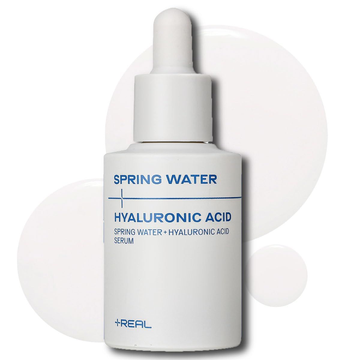 PLUSREAL Spring Water Hyaluronic Acid Serum, 1.01 fl.oz.Lightweight Deep Hydrating Face Serum to Prevent Cracky, Cakey Makeup