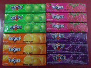 12 Sugus Chewy Candy Candies Bar Mix Flavor Orange Raspberry, Green Apple Grape From Thailand