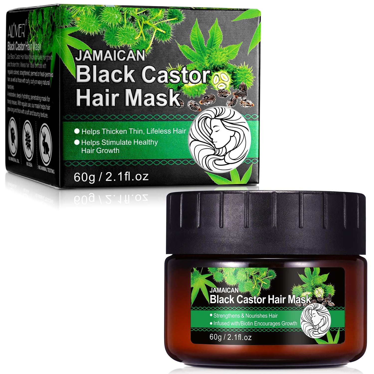 Jamaican Black Castor Hair Mask, Deep Repair Conditioning Castor Oil,Strengthens Nourishes Hair Oil, Biotin Deep Treatment, Hair Mask to Repair Dry, Damaged Frizzy Hair for All Hair Types