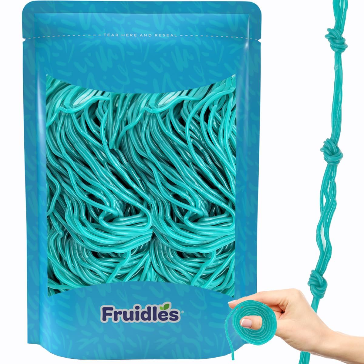 Fruidles Licorice Laces, Licorice Rope Gummies Candy for Parties, Birthdays, Events, and More (Half-Pound) - Blue Raspberry