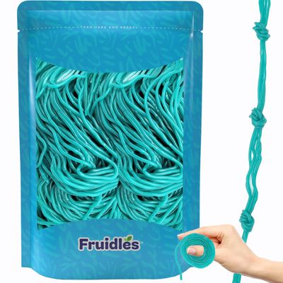 Fruidles Licorice Laces, Licorice Rope Gummies Candy for Parties, Birthdays, Events, and More (Half-Pound) - Blue Raspberry