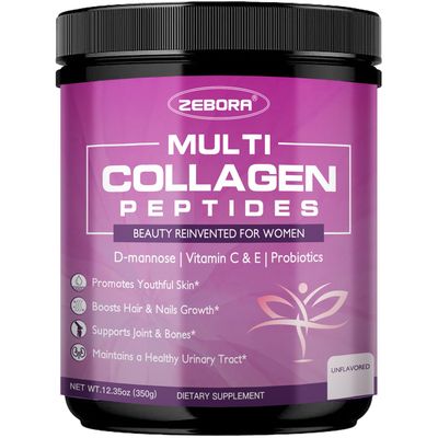 ZEBORA Multi Collagen Peptides Powder for Women - Hydrolyzed Collagen Peptides with D-Mannose Women&#39;s Probiotics - Supports Skin, Hair, Nails, and Urinary Tract Health, Unflavored, 35 Servings