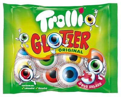 Trolli Glotzer Original I Gummy Eye-Balls with Liquid Sour Fruit Filling I 131g 4.6 ounce 7 pcs