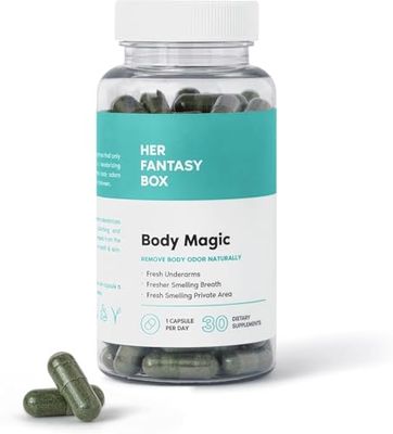 Her Fantasy Box Body Magic Chlorophyll Capsules - 30 Vegan Capsules for Detox, Digestion, Gut Health, Skin Support, and Oily Skin - Natural Energy Booster