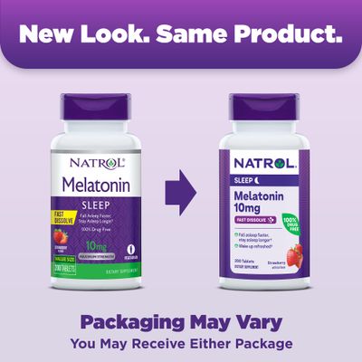 Natrol Fast Dissolve Melatonin 10 mg, Melatonin Supplements for Restful Sleep, Sleep Support for Adults, 200 Strawberry-Flavored Tablets, Up to a 200 Day Supply