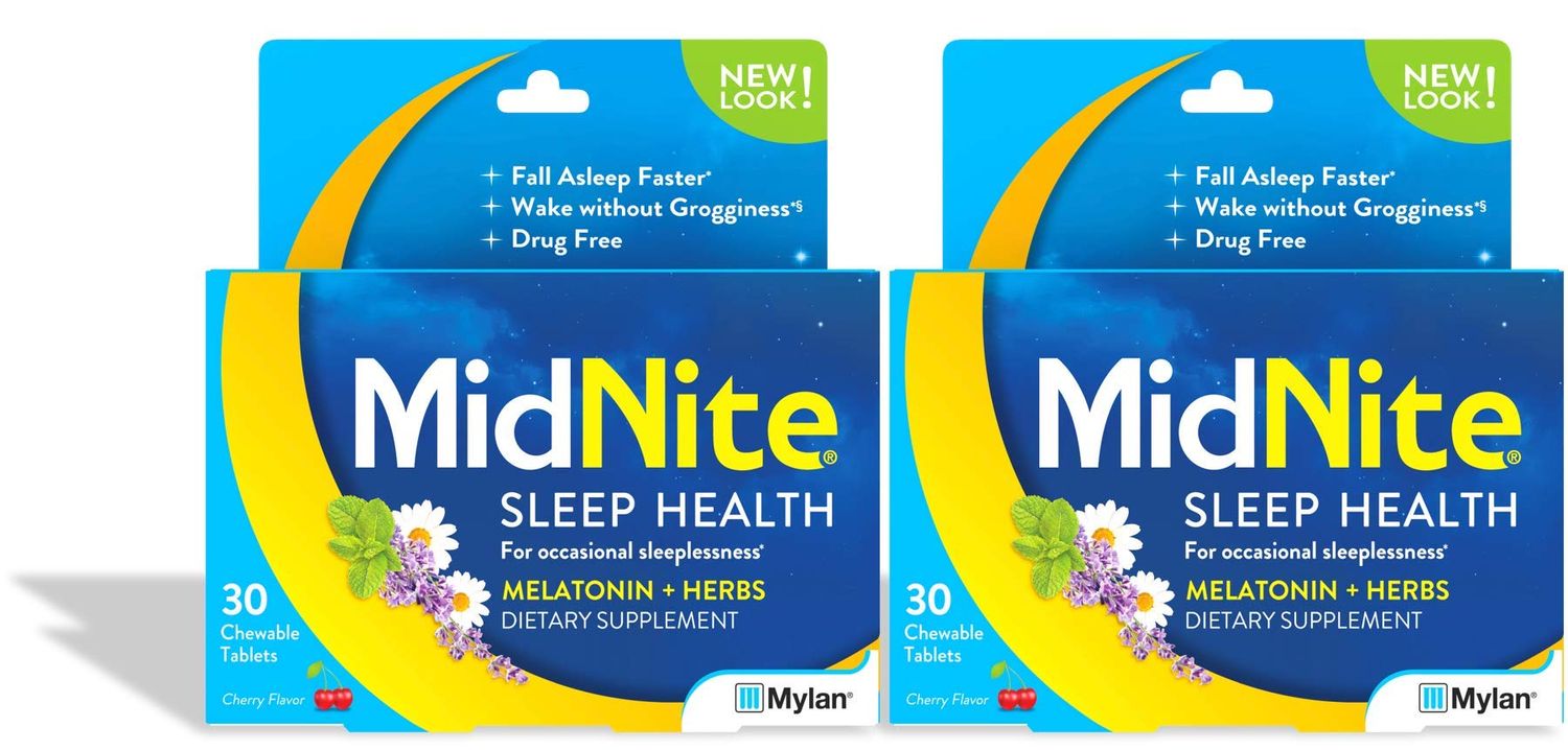 MidNite Natural Sleep Supplement, Chewable Tablets, Cherry Flavored, 30 Count (Pack of 2)