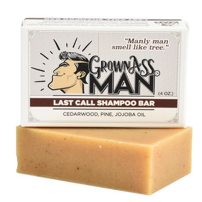 Grown Ass Man Co. - Solid Shampoo Bar Rich Lather 3 in 1: Hair, Beard Body Wash - Plastic Free Eco-Friendly, Natural Organic Clean for All Hair Types, 4oz Bar (Last Call, Single)