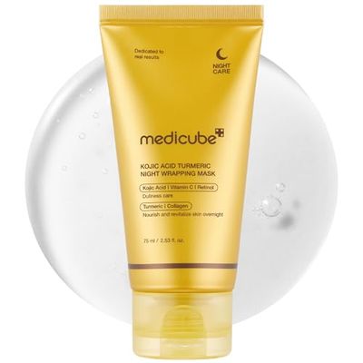 medicube Kojic Acid Turmeric Overnight Wrapping Peel Off Mask - Brightens Defends Against Skin Stress for a Clear, Glowing Complexion, Korean Skincare, 2.53 fl. oz.