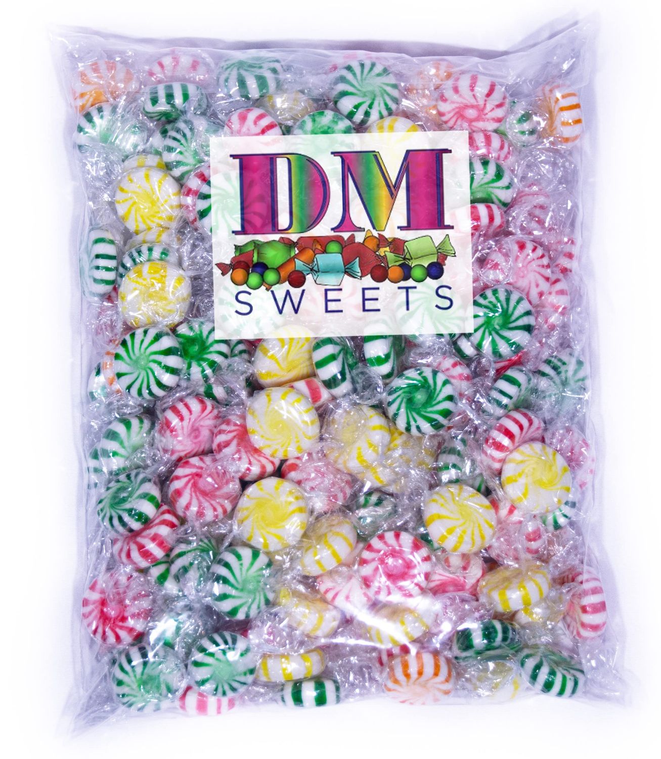 Assorted Fruit Starlights - 2 lbs of Bulk Individually Wrapped Apple Orange Strawberry Lemon Hard Candy