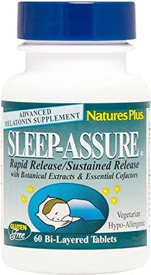 Natures Plus Rapid Sustained Release - 3 mg Melatonin, 60 Bi-Layered Tablets - with Chamomile - Vegetarian, Gluten-Free - 60 Servings