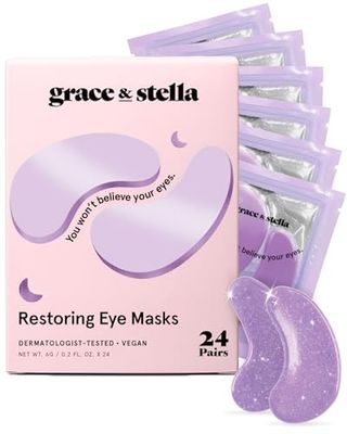 grace stella Under Eye Patches for Puffy Eyes and Dark Circles (Retinol, 24 Pairs) Restoring Gel Under Eye Masks with Hyaluronic Acid - Vegan Cruelty-Free Skincare Birthday Gifts for Women