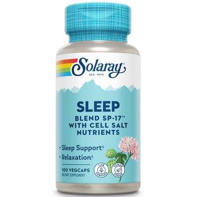 SOLARAY Sleep Blend SP-17 Herbal Blend wCell Salt Nutrients to Help Support Healthy Sleep Relaxation Non-GMO, Vegan 100 VegCaps