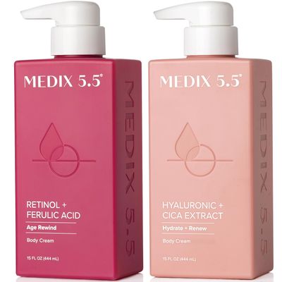 MEDIX Retinol Body Lotion Hyaluronic Acid Cream Body Moisturizer Skincare Set Hydrating Firming Body Lotion For Improving The Look Of Stretch Marks, Sagging, Crepey Skin, 2pc Set